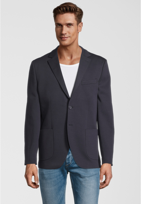 Weiches Sweat Sakko, Marine Frontansicht