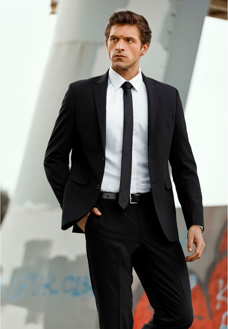 Business suit wool stretch comfortable Regular Fit, Black