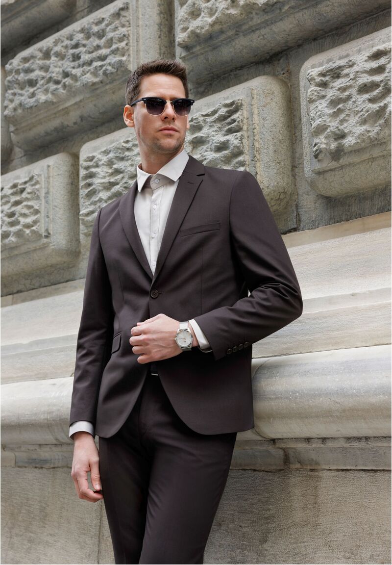 Anzug Regular Fit elastisch, Brown 