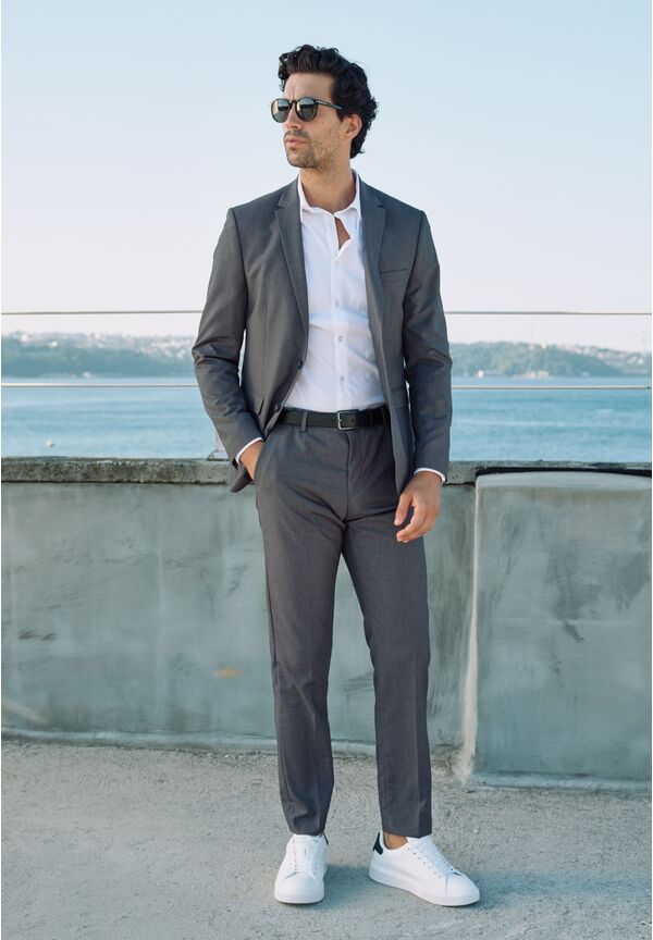 Anzug Regular Fit elastisch, Grey