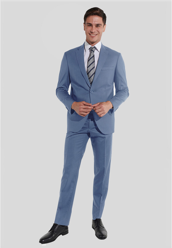 Anzug Regular Fit elastisch, Light blue Frontansicht