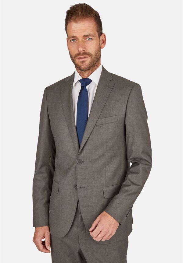 Business suit wool stretch comfortable Regular Fit, Taupe Detailansicht 1