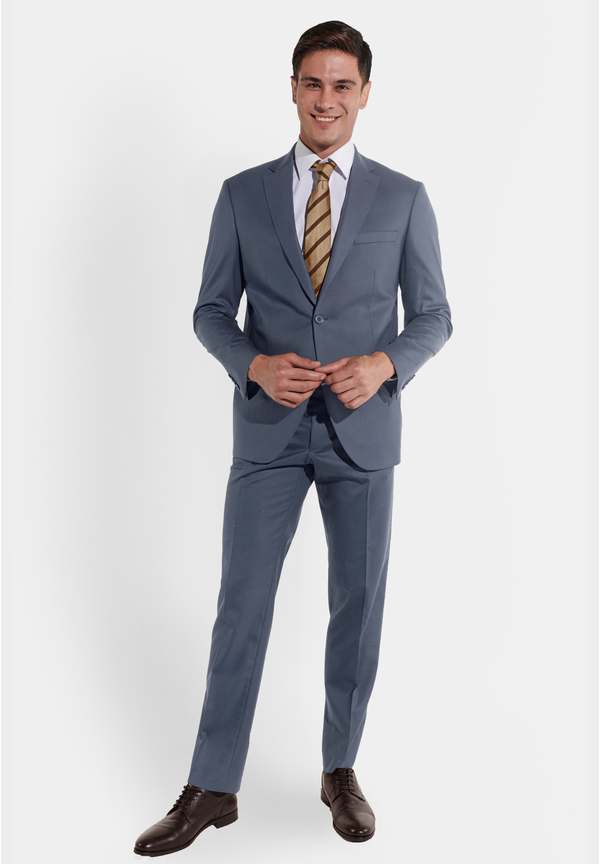 Anzug Regular Fit elastisch, Dove blue Frontansicht