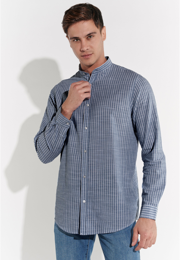 Hemd in Leinen-Optik, Marine Frontansicht