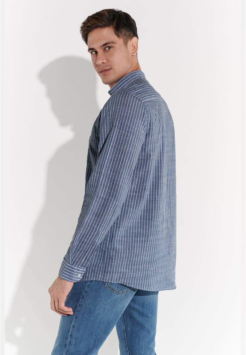 Hemd in Leinen-Optik, Marine Rückansicht