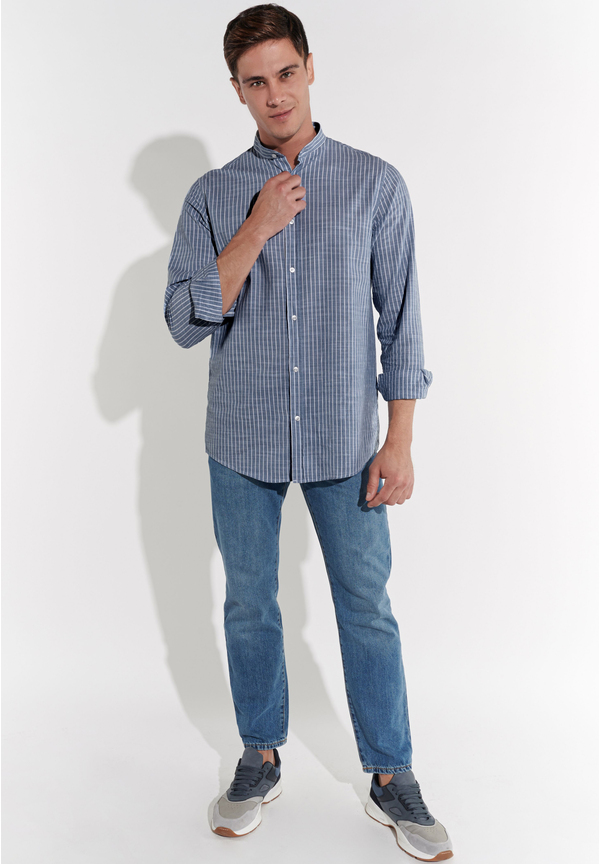 Hemd in Leinen-Optik, Marine Detailansicht 1