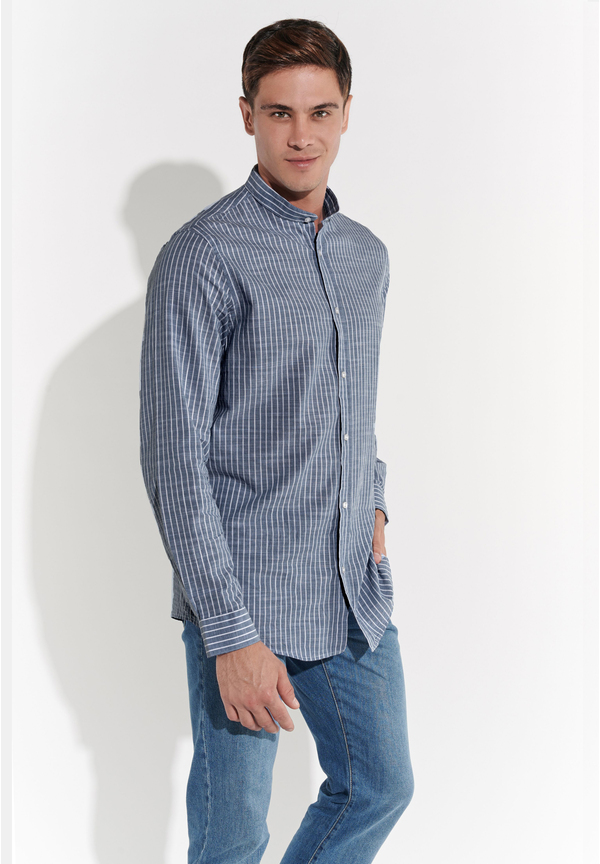 Hemd in Leinen-Optik, Marine Detailansicht 2