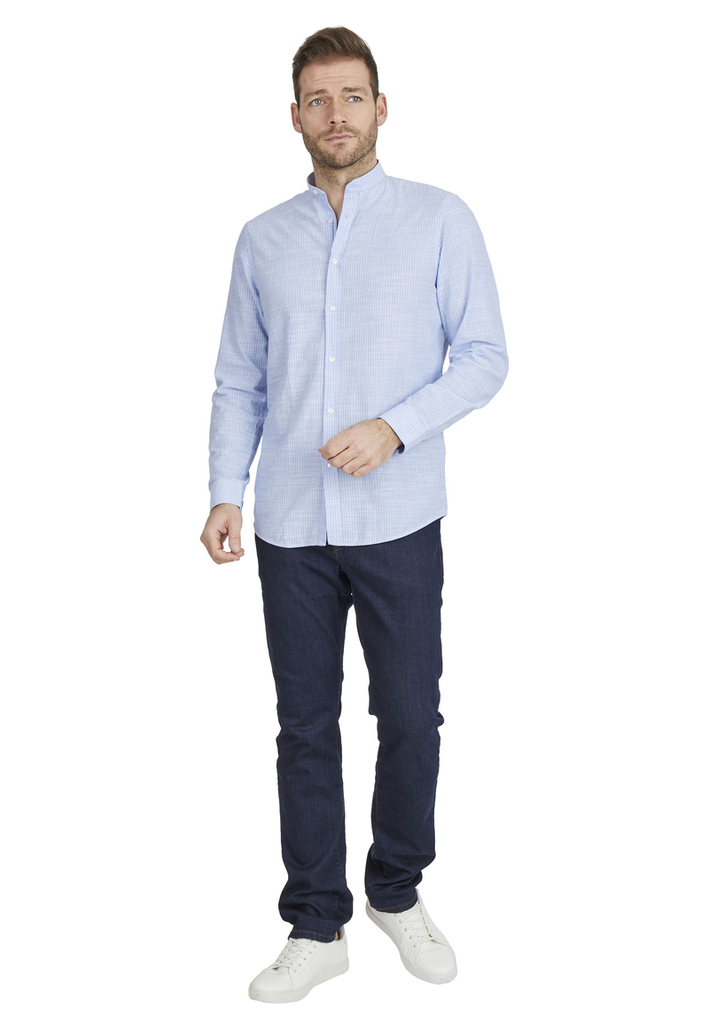 Hemd in Leinen-Optik, Hellblau Detailansicht 1