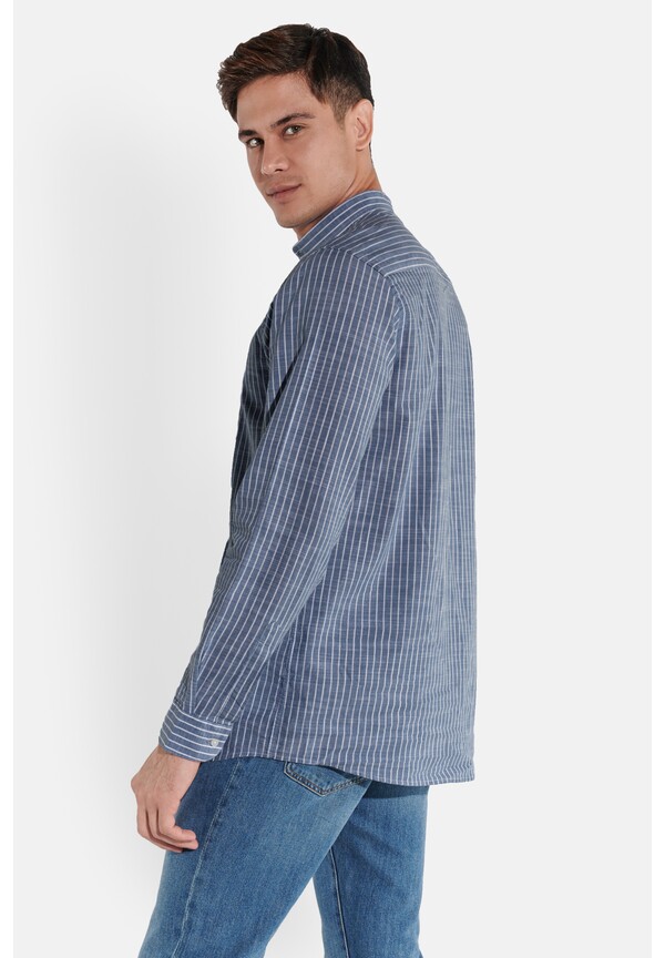 Hemd in Leinen-Optik, Marineblau Rückansicht