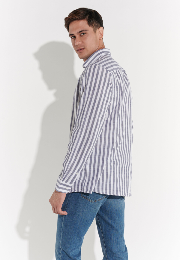 Hemd in Leinen-Optik, Blue white Rückansicht