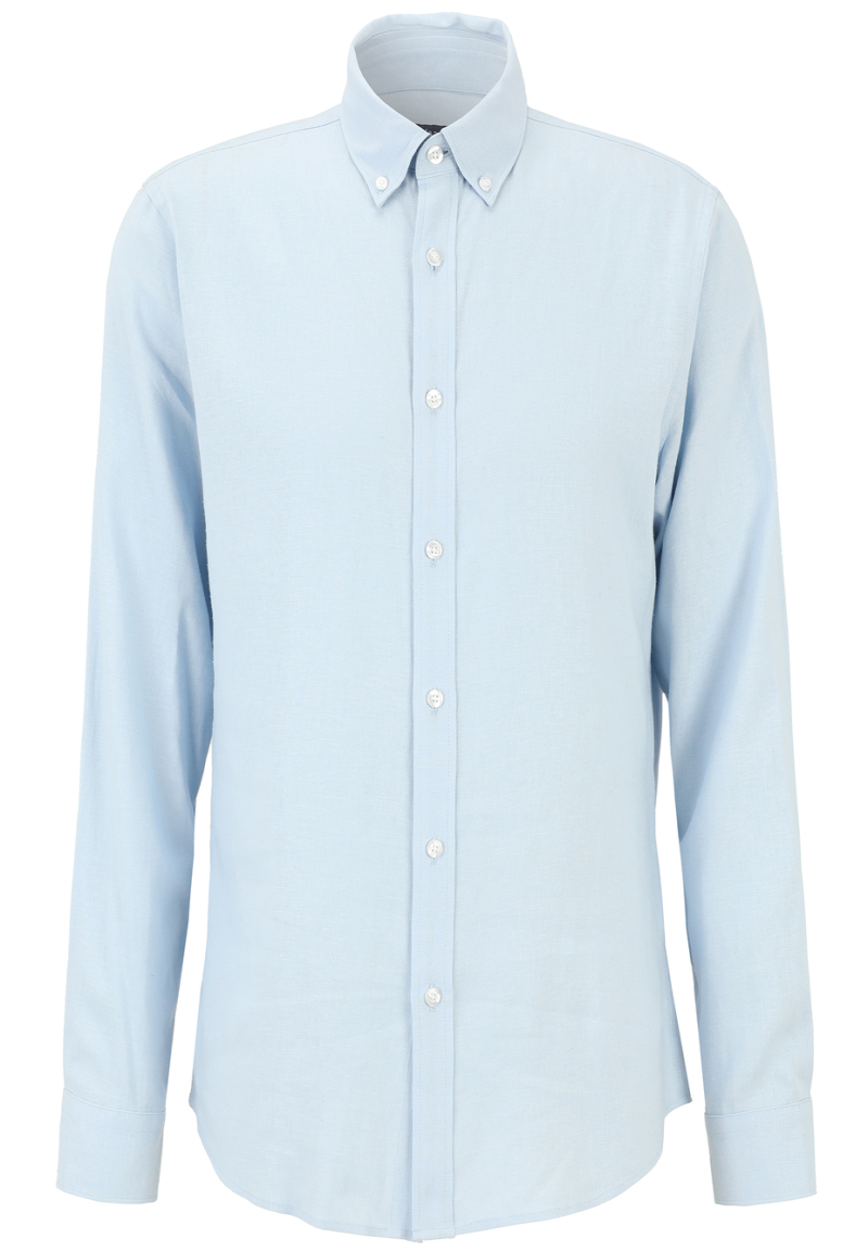 Leinen-Hemd Slim Fit, Blau Detailansicht 2