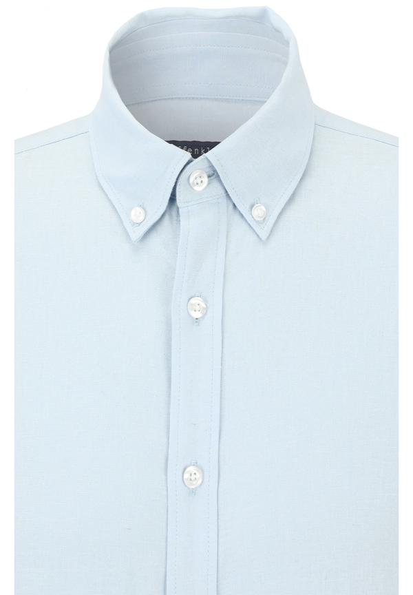 Leinen-Hemd Slim Fit, Blau
