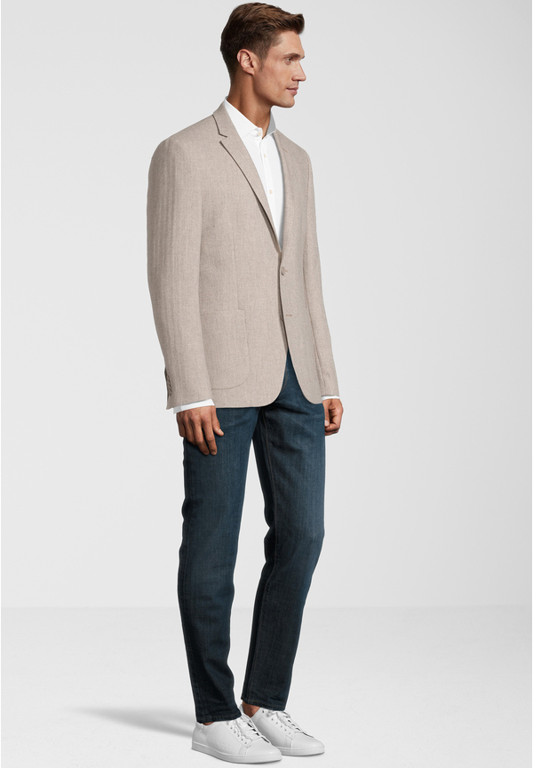 Sakko Jackett Winter Fischgrat Wolle Tweed, Beige Detailansicht 1