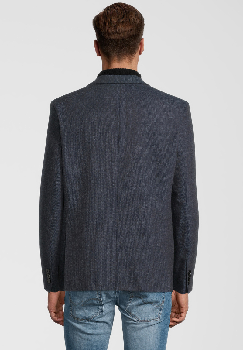 Sakko Jackett Winter Fischgrat Wolle Tweed, Marine Rückansicht