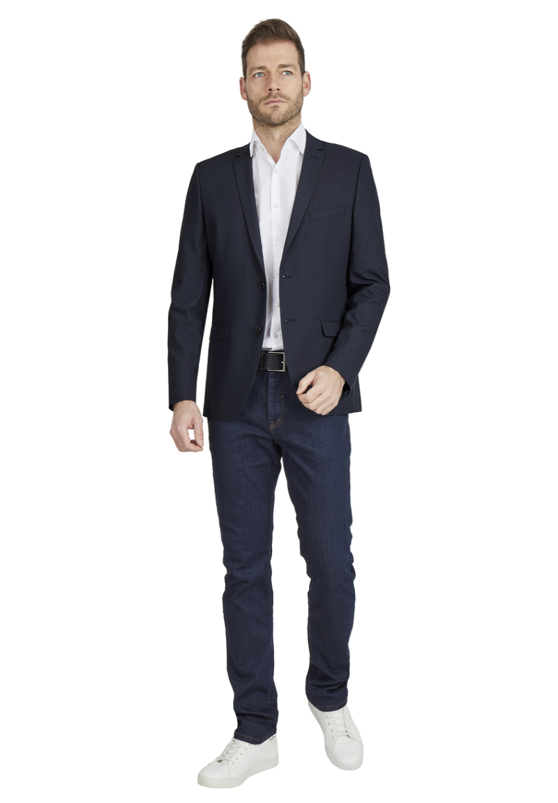 Designer Business Sakko Anzug-Jackett Regular Fit, Marine Detailansicht 1