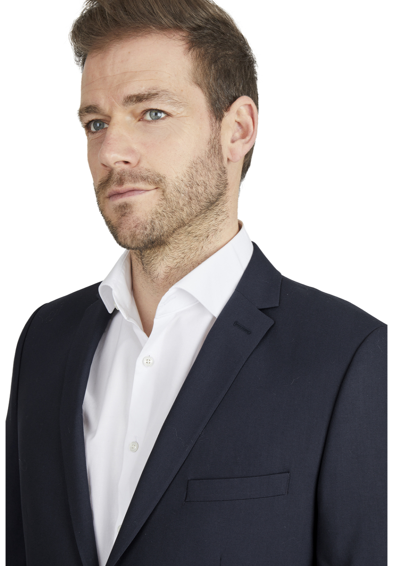 Designer Business Sakko Anzug-Jackett Regular Fit, Marine Detailansicht 2