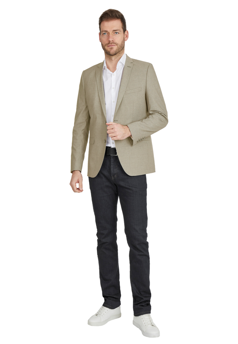 Designer Business Sakko Anzug-Jackett Regular Fit, sand Detailansicht 1