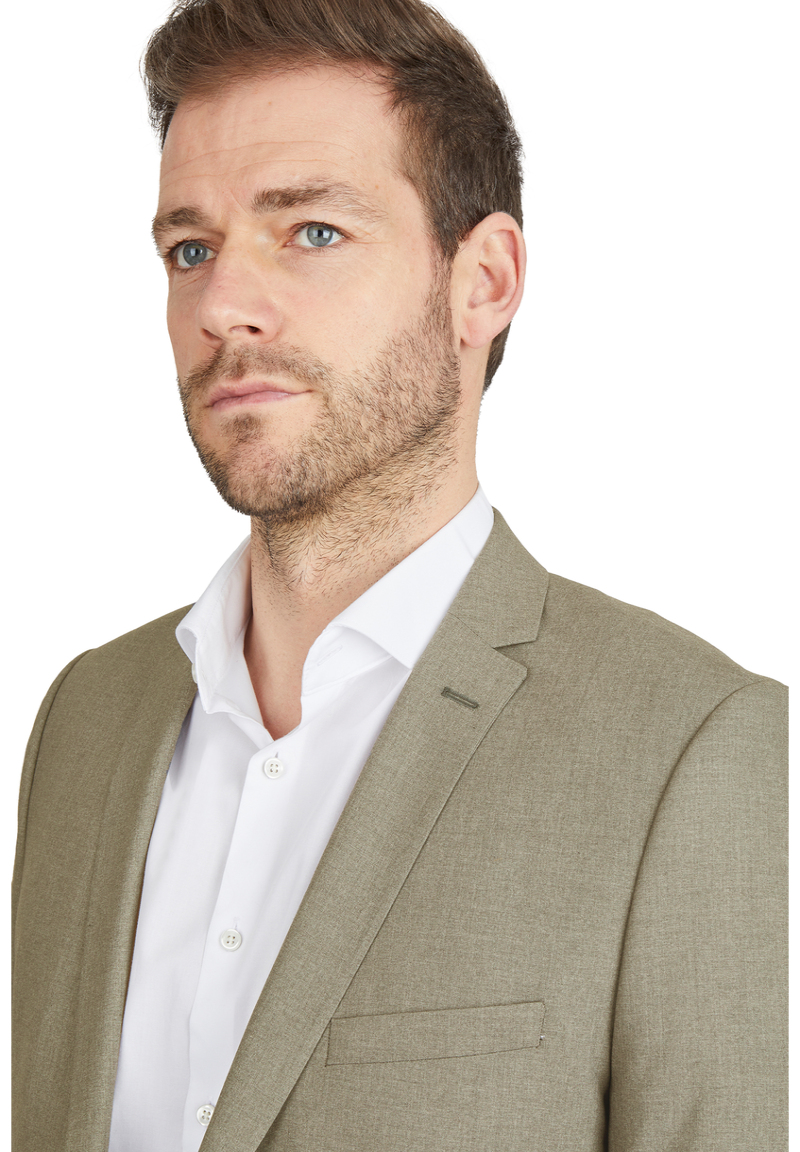 Designer Business Sakko Anzug-Jackett Regular Fit, sand Detailansicht 2