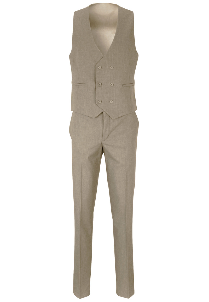 Business Anzug 3-teilig Dreiteiler mit Weste, beige