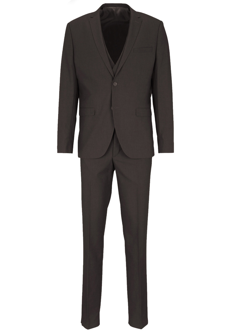 Business Anzug 3-teilig Dreiteiler mit Weste, braun
