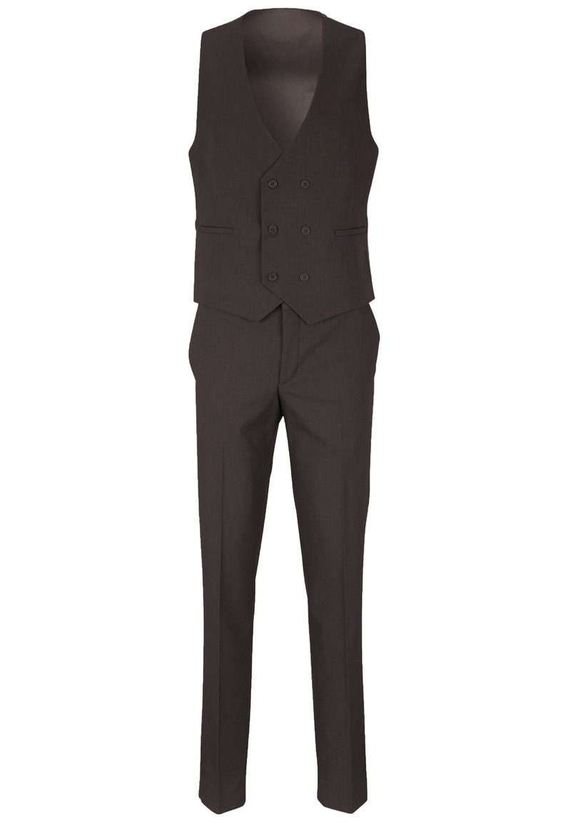 Business Anzug 3-teilig Dreiteiler mit Weste, braun