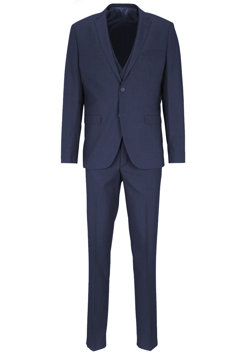 Business Anzug 3-teilig Dreiteiler mit Weste, blau