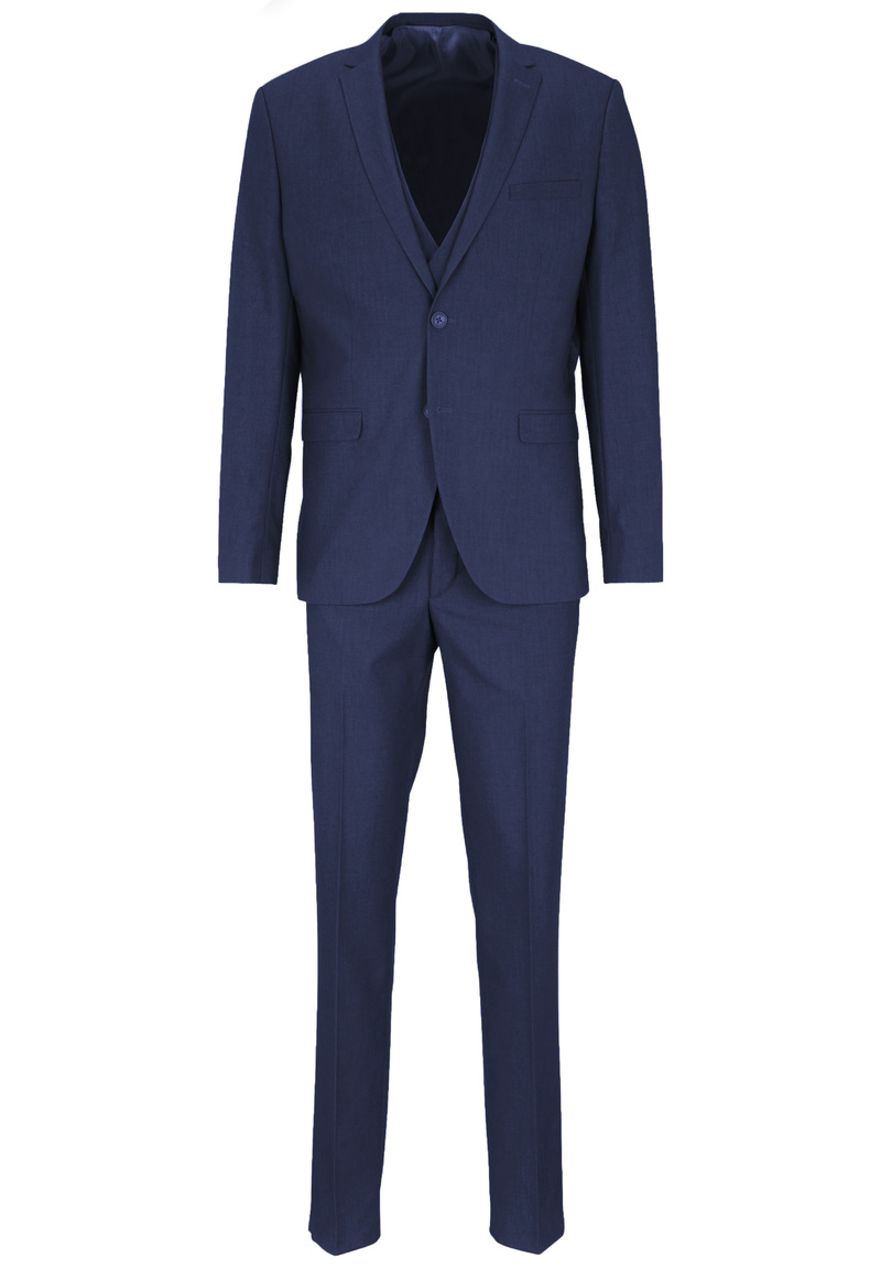 Business Anzug 3-teilig Dreiteiler mit Weste, blau