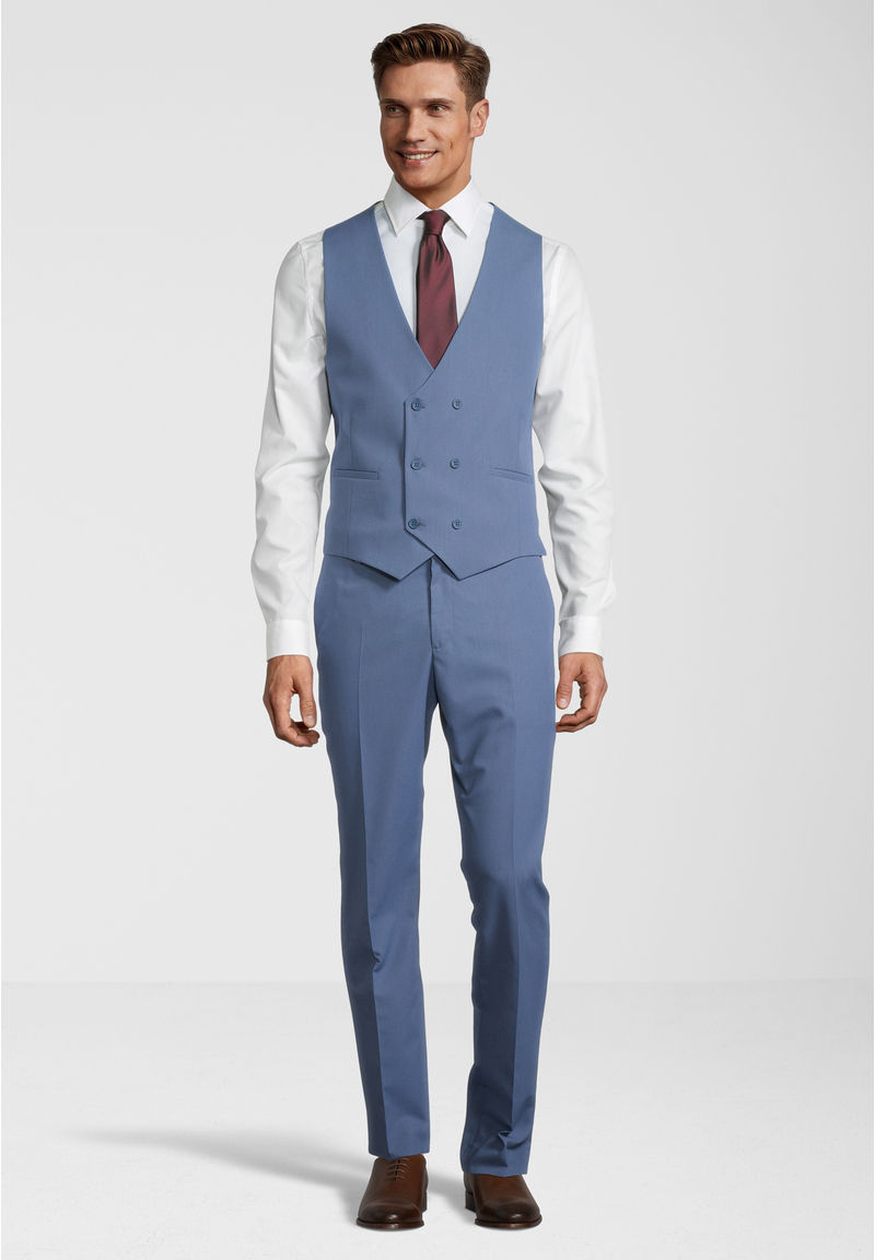 Business Anzug 3-teilig Dreiteiler mit Weste, Hellblau Detailansicht 2