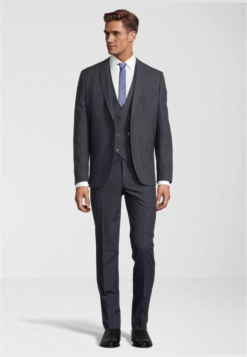 Business Anzug 3-teilig Dreiteiler mit Weste, Anthrazit Frontansicht