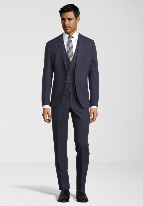Business Anzug 3-teilig Dreiteiler mit Weste, Marine Frontansicht