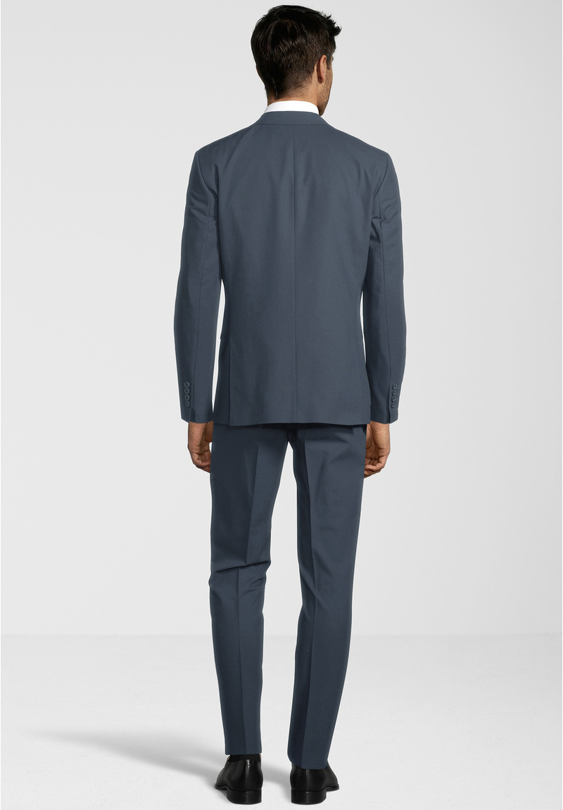 Business Anzug 3-teilig Dreiteiler mit Weste, graublau Rückansicht