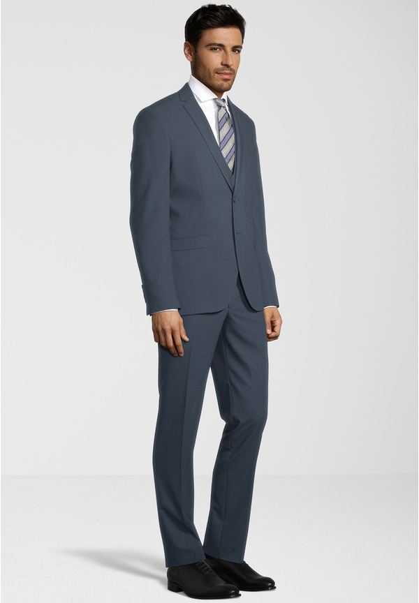 Business Anzug 3-teilig Dreiteiler mit Weste, graublau Detailansicht 2