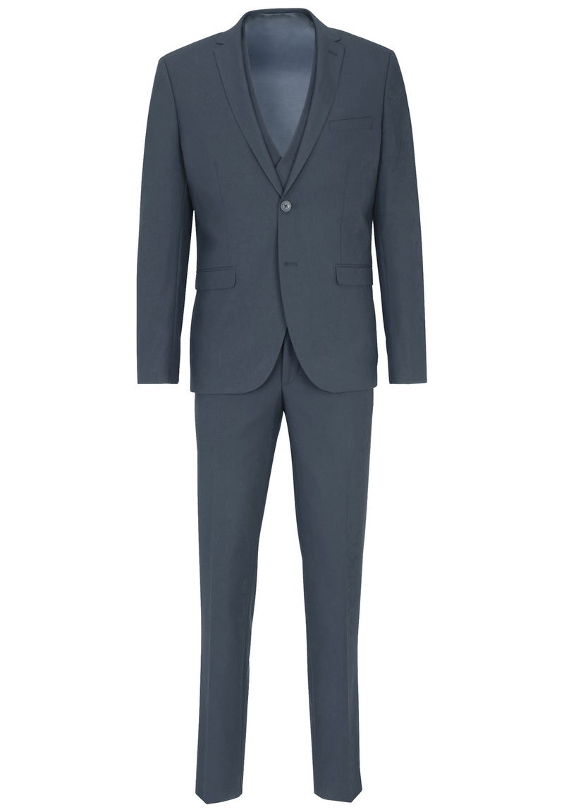Business Anzug 3-teilig Dreiteiler mit Weste, graublau