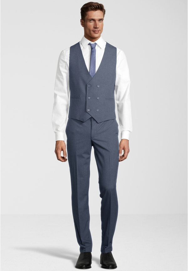 Business Anzug 3-teilig Dreiteiler mit Weste, taubenblau