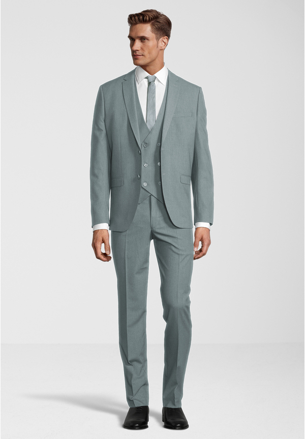 Business Anzug 3-teilig Dreiteiler mit Weste, salbei Frontansicht