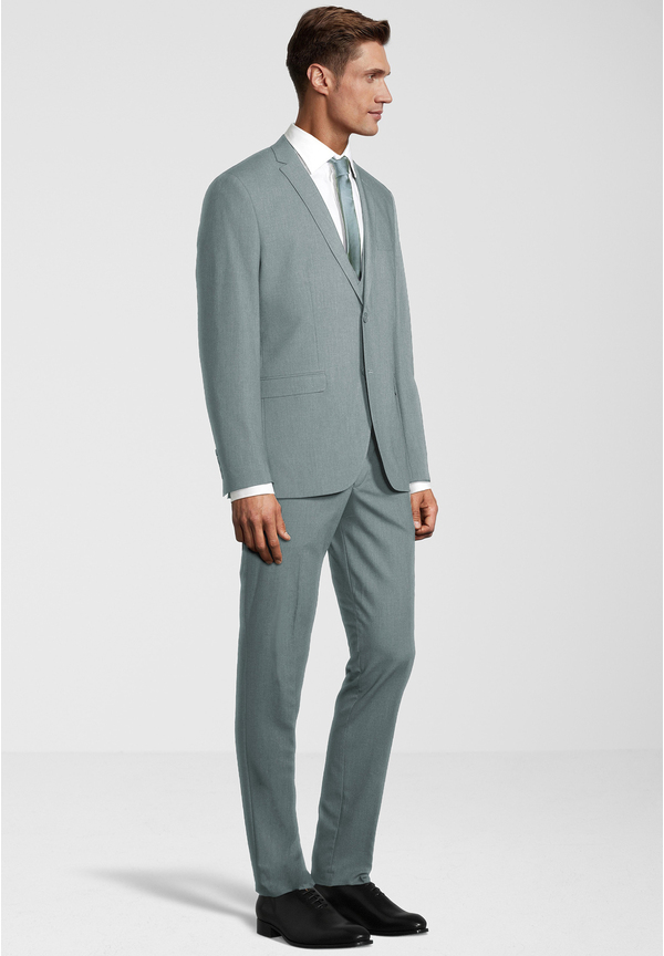 Business Anzug 3-teilig Dreiteiler mit Weste, salbei Detailansicht 2