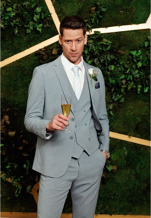 Business Anzug 3-teilig Dreiteiler mit Weste, salbei