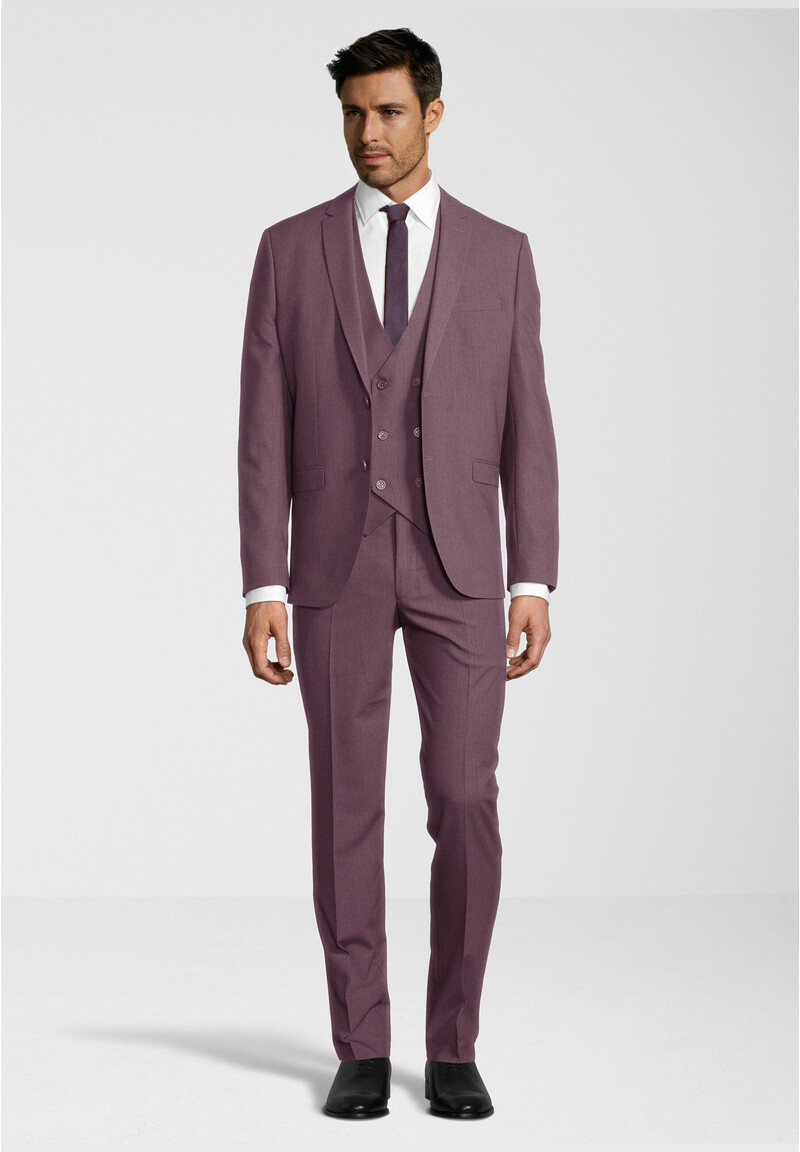 Business Anzug 3-teilig Dreiteiler mit Weste, wine Frontansicht