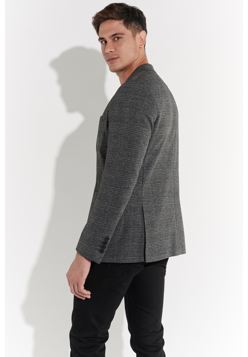 Sakko Jersey Fischgrat, Grau-schwarz