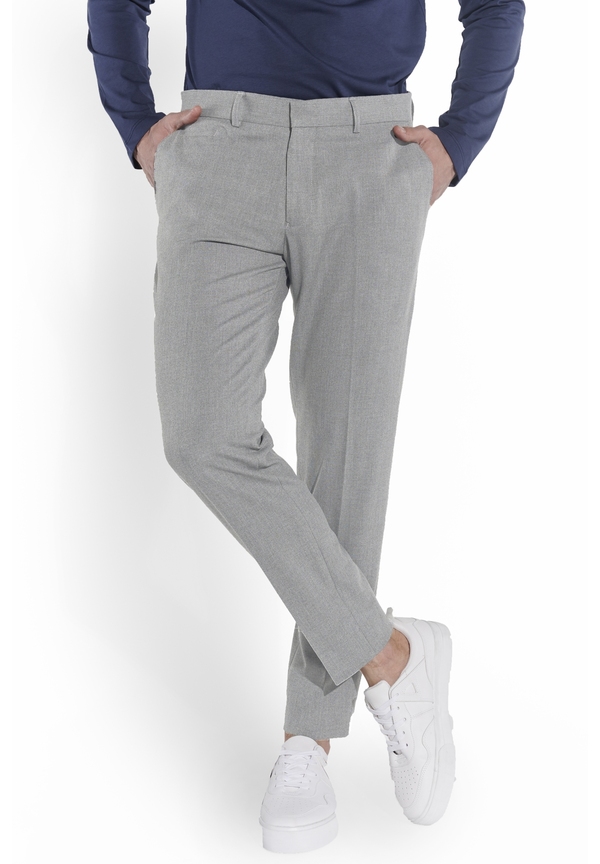 Anzughose Schmal Slim Fit Knöchellang, Hellgrau Frontansicht