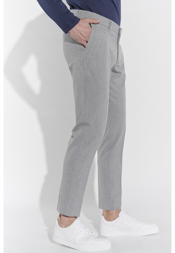 Anzughose Schmal Slim Fit Knöchellang, Hellgrau Detailansicht 2