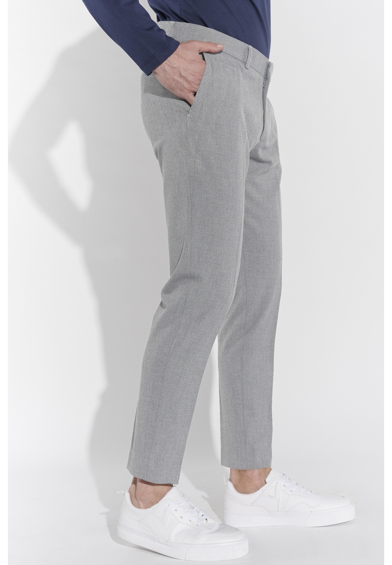 Anzughose Schmal Slim Fit Knöchellang, Hellgrau Detailansicht 2