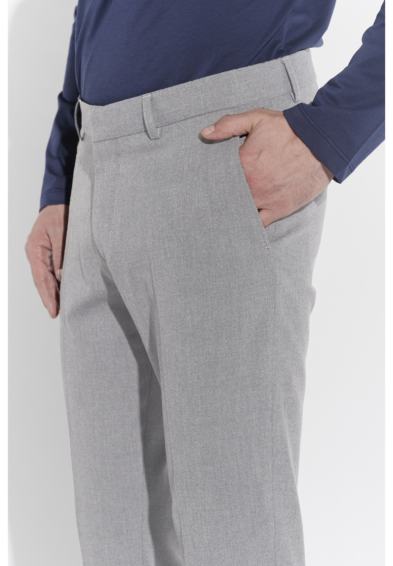 Anzughose Schmal Slim Fit Knöchellang, Hellgrau