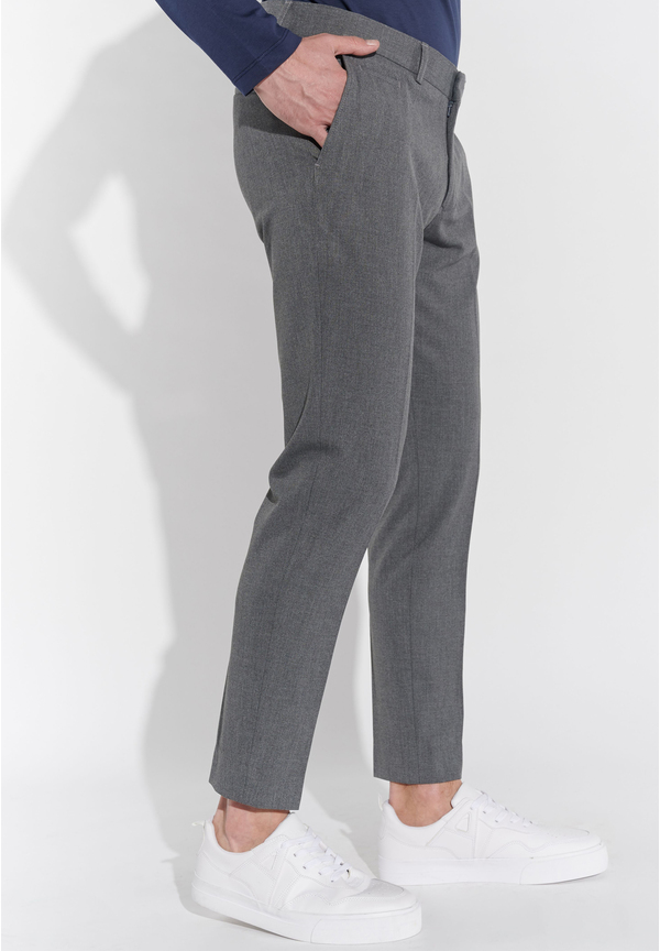 Anzughose Schmal Slim Fit Knöchellang, Grau melange Detailansicht 1