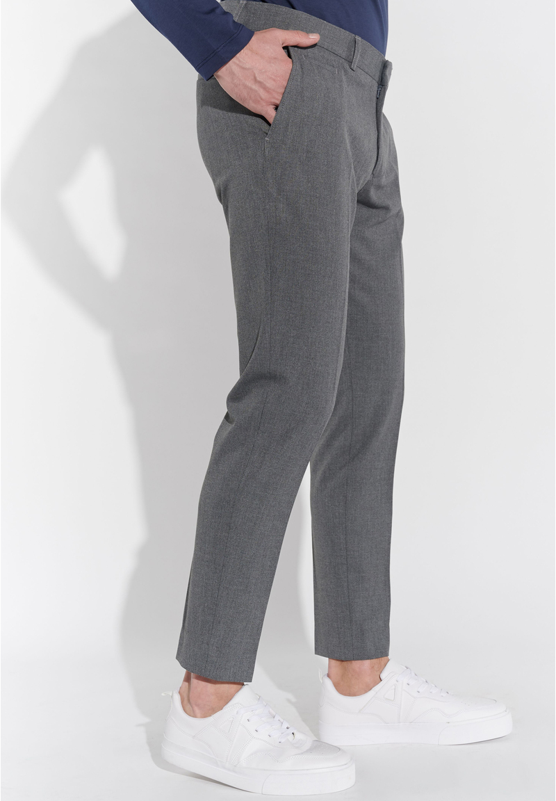 Anzughose Schmal Slim Fit Knöchellang, Grau melange Detailansicht 1