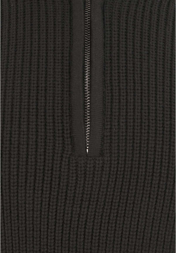 Pullover Troyer Stehkragen Reißverschluss, Schwarz Detailansicht 2