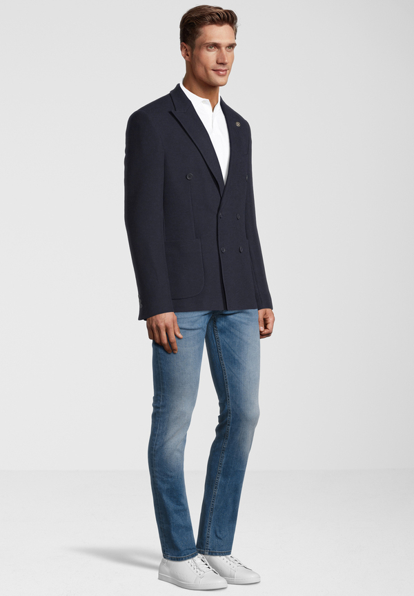 Jersey-Sakko 2-reihig Slim Fit, Marine Detailansicht 1