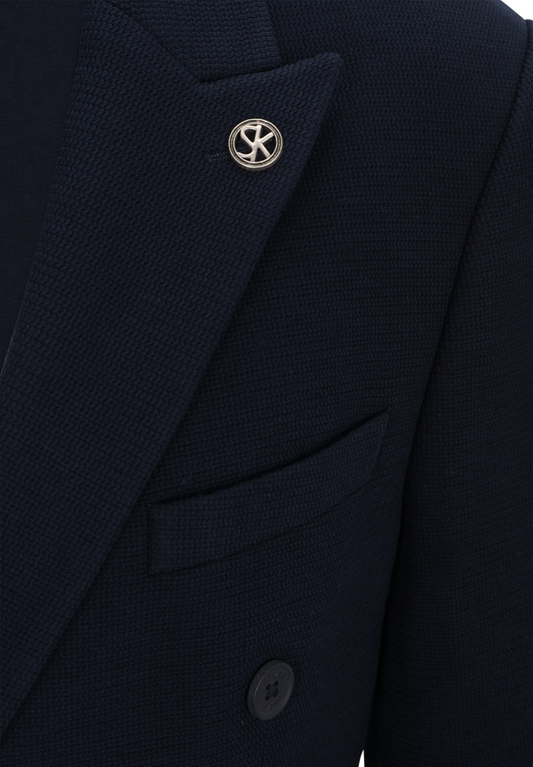 Jersey-Sakko 2-reihig Slim Fit, Marine