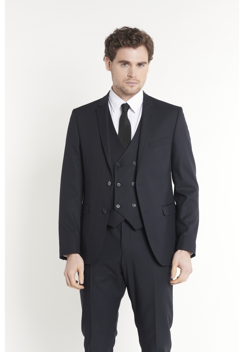 Herren Anzug Dreiteilig, Marine Detailansicht 1