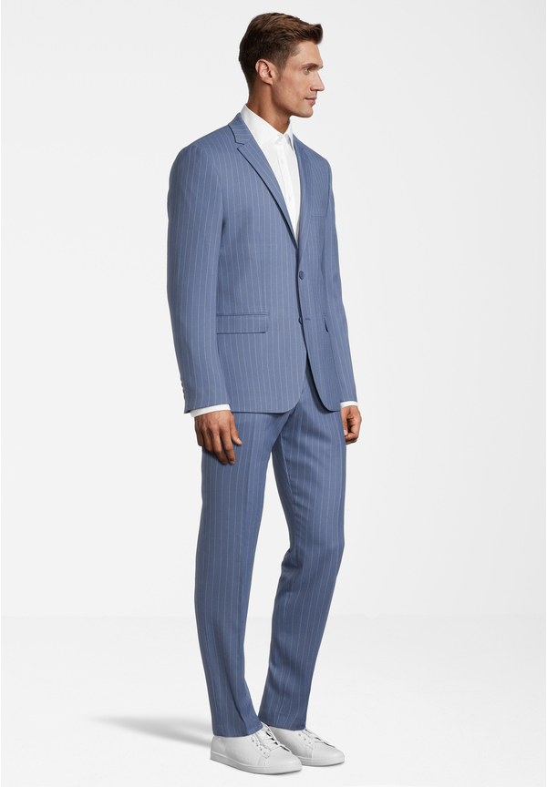 Anzug Slim Fit Nadelstreifen, Hellblau Detailansicht 1